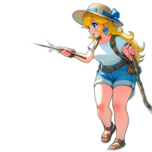 staff, weapon, hat, dress transparent PNG cut-out
