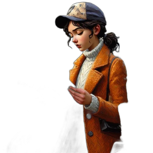 jacket, hat, staff, jewelry transparent PNG cut-out