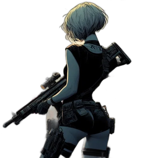 weapon, jacket, staff, robot transparent PNG cut-out