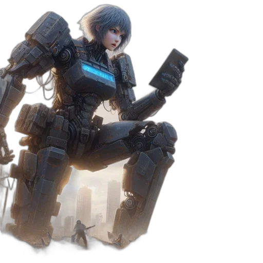 robot, weapon, concept art, cyberpunk transparent PNG cut-out