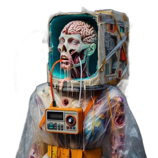 robot, mask, face, jacket transparent PNG cut-out