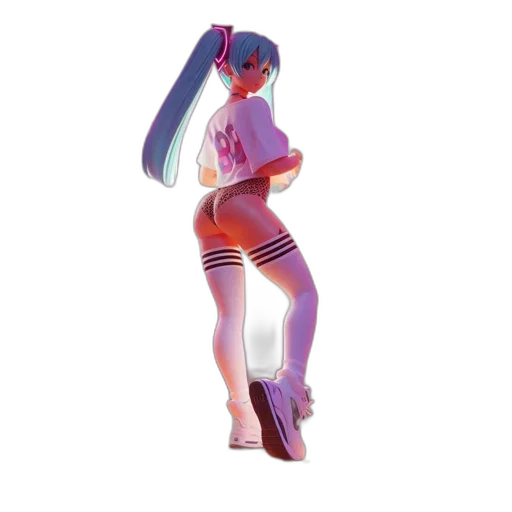dress, robot, 3d render, vaporwave transparent PNG cut-out