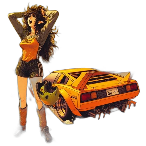 car, concept art, comic book art, anime transparent PNG cut-out