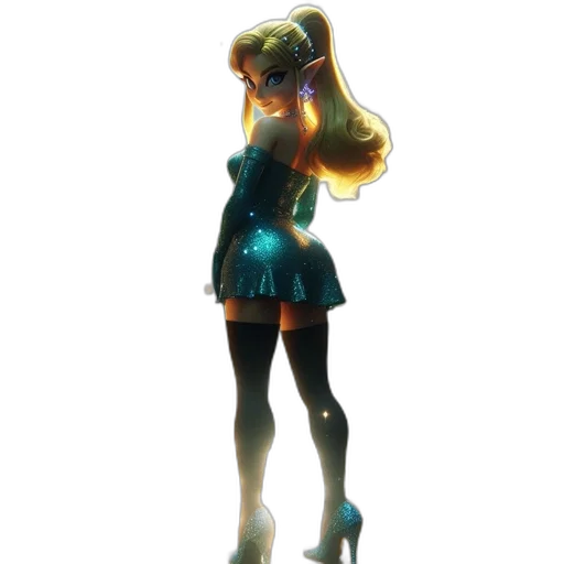 dress, staff, hair, weapon transparent PNG cut-out