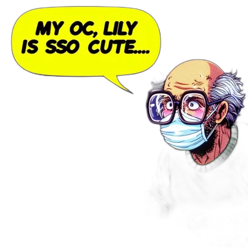 comic book art, cartoon, concept art, elderly transparent PNG cut-out