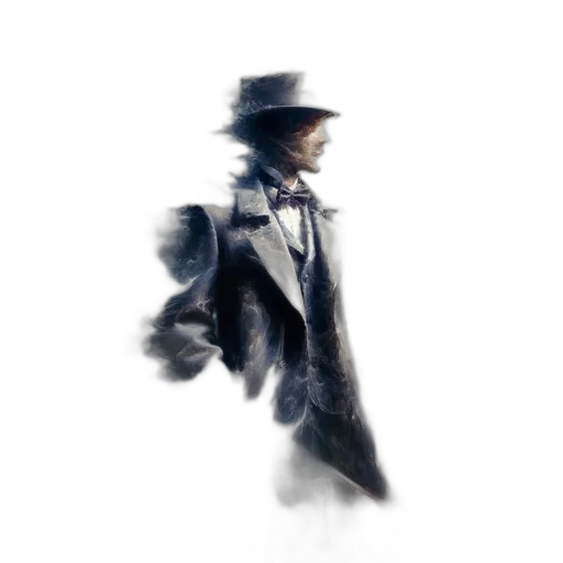jacket, hat, staff, robot transparent PNG cut-out