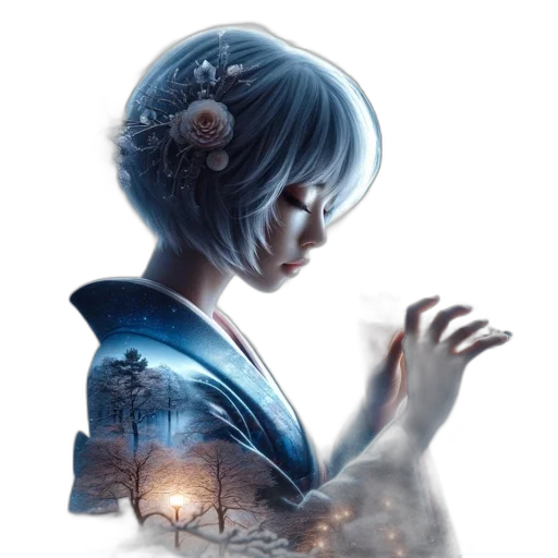 dress, robot, face, fantasy art transparent PNG cut-out