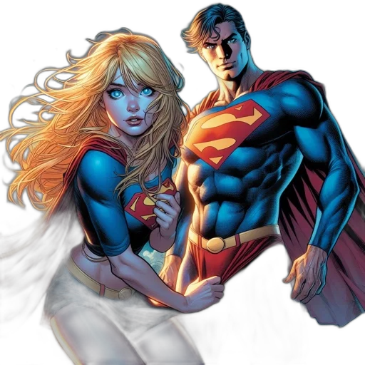 comic book art, concept art, superman, supergirl transparent PNG cut-out