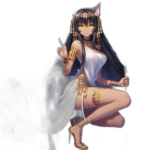 dress, staff, jewelry, fantasy art transparent PNG cut-out