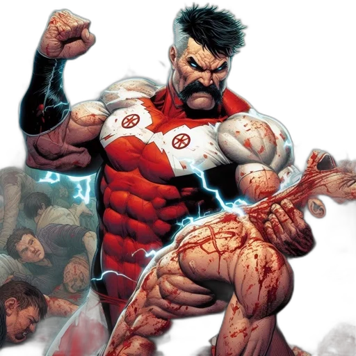 comic book art, concept art, muscular, hero transparent PNG cut-out