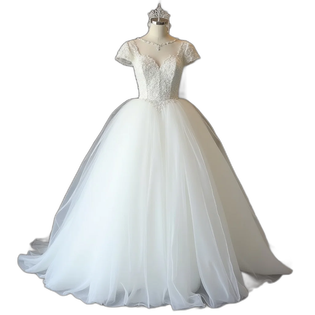 dress, crown, 3d render, white transparent PNG cut-out
