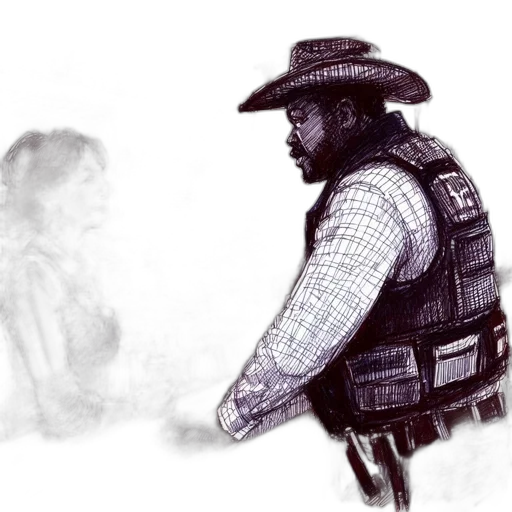jacket, weapon, staff, hat transparent PNG cut-out