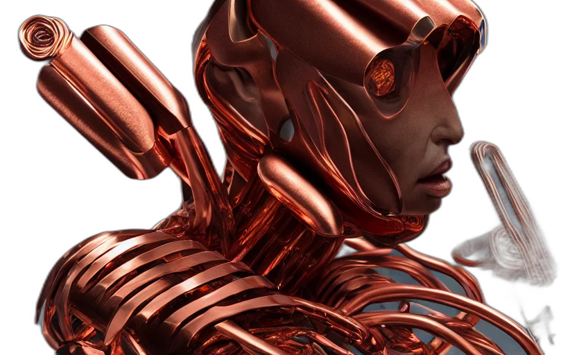 robot, concept art, 3d render, cyberpunk transparent PNG cut-out