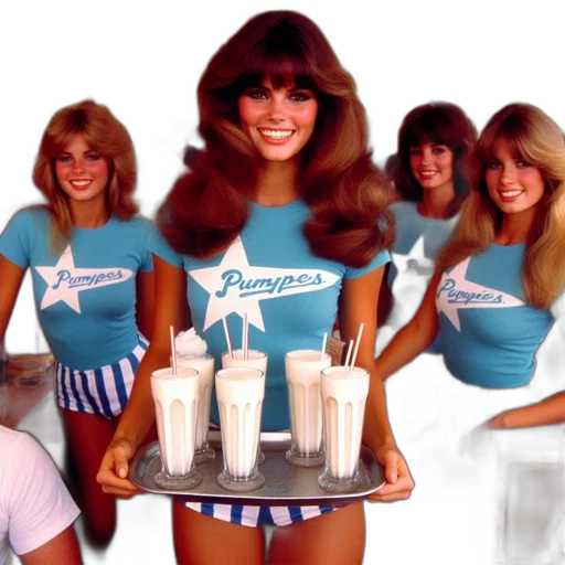 four, female, servers, matching transparent PNG cut-out