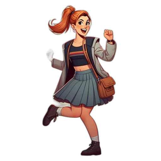 jacket, dress, staff, pixel art transparent PNG cut-out