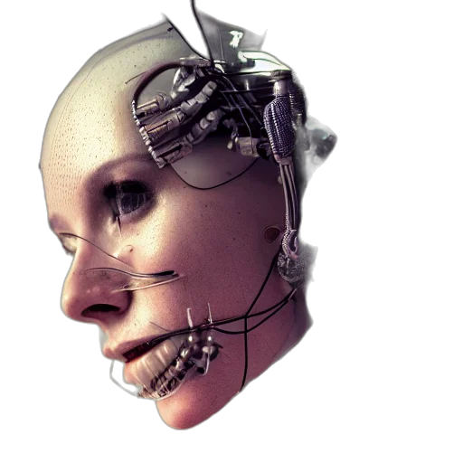 robot, face, mask, cyberpunk transparent PNG cut-out