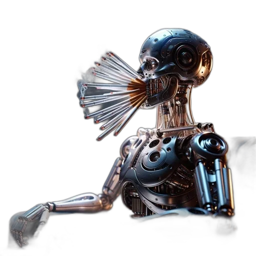 robot, creature, weapon, staff transparent PNG cut-out