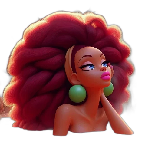 hair, concept art, 3d render, cartoon transparent PNG cut-out