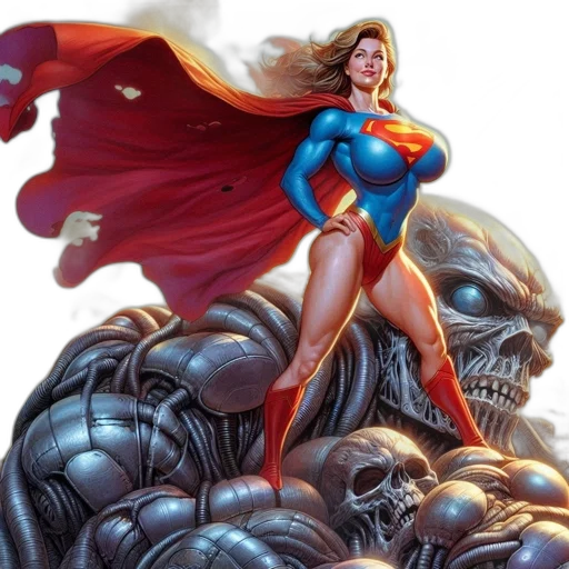comic book art, concept art, supergirl, her transparent PNG cut-out