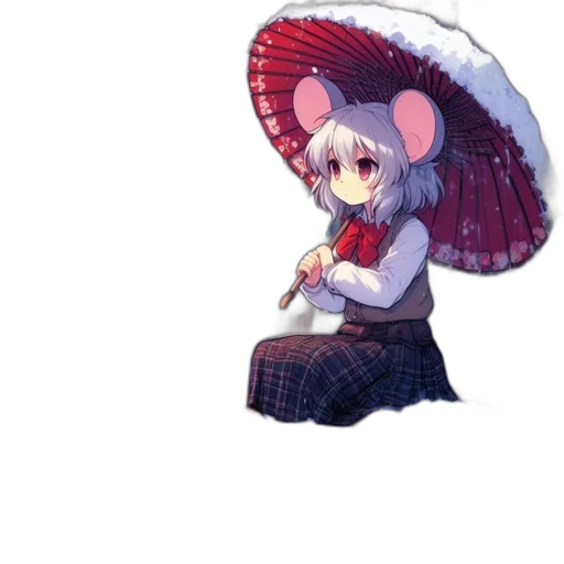 umbrella, hat, staff, flower transparent PNG cut-out