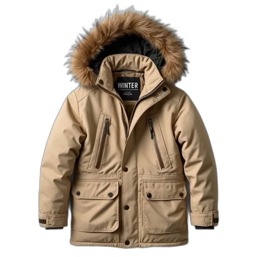 jacket, earth tones, beige, winter transparent PNG cut-out