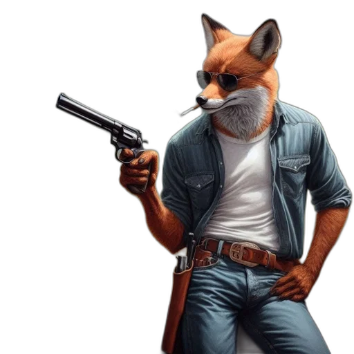 weapon, animal, jacket, staff transparent PNG cut-out