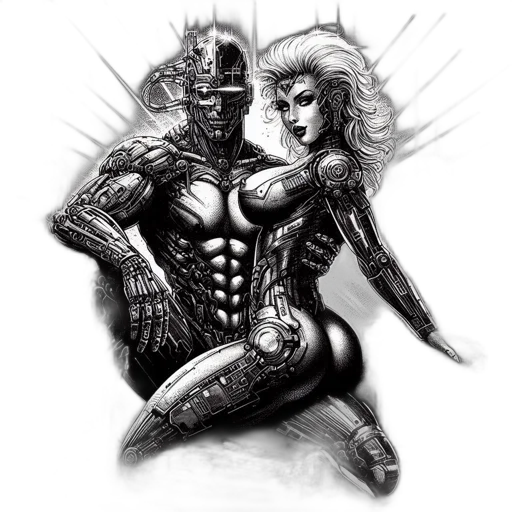 robot, comic book art, concept art, cyberpunk transparent PNG cut-out