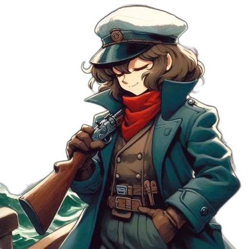 staff, hat, jacket, weapon transparent PNG cut-out