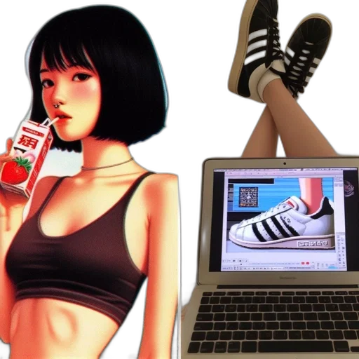 shoes, vaporwave, concept art, anime transparent PNG cut-out