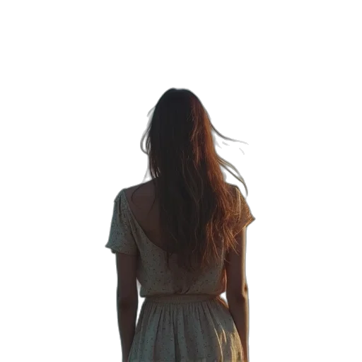 dress, hair, jacket, staff transparent PNG cut-out