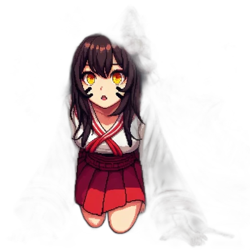 creature, dress, face, staff transparent PNG cut-out