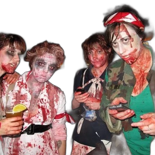 group, people, dressed, zombies transparent PNG cut-out