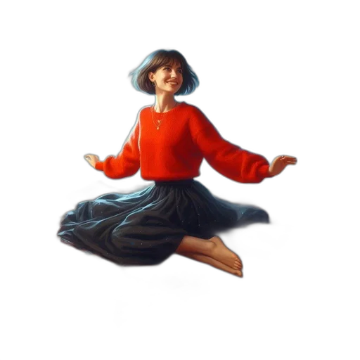 dress, staff, hat, oil painting transparent PNG cut-out