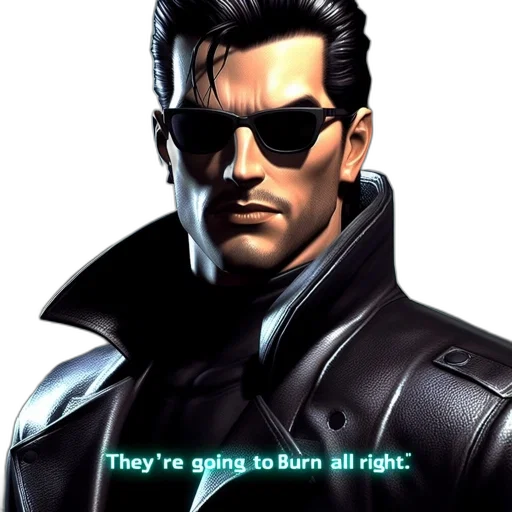 jacket, face, robot, cyberpunk transparent PNG cut-out