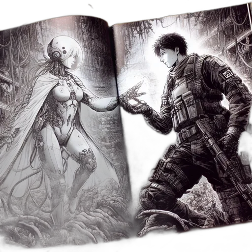 comic book art, concept art, fantasy art, pencil sketch transparent PNG cut-out