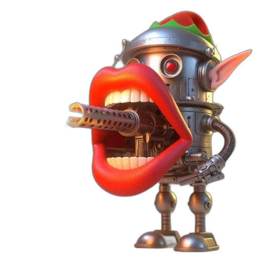 robot, dragon, creature, staff transparent PNG cut-out