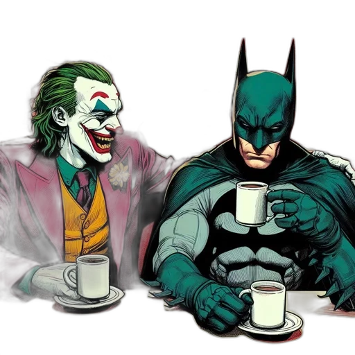 comic book art, concept art, cartoon, two transparent PNG cut-out