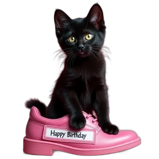 shoes, black, kitten, sitting transparent PNG cut-out