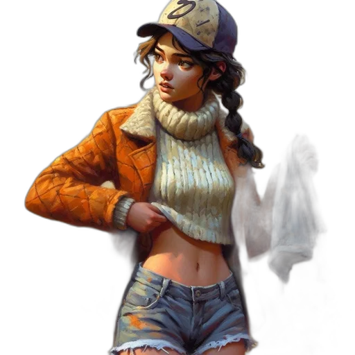 jacket, hat, face, concept art transparent PNG cut-out