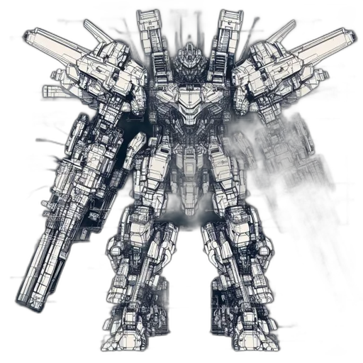 robot, weapon, concept art, 3d render transparent PNG cut-out