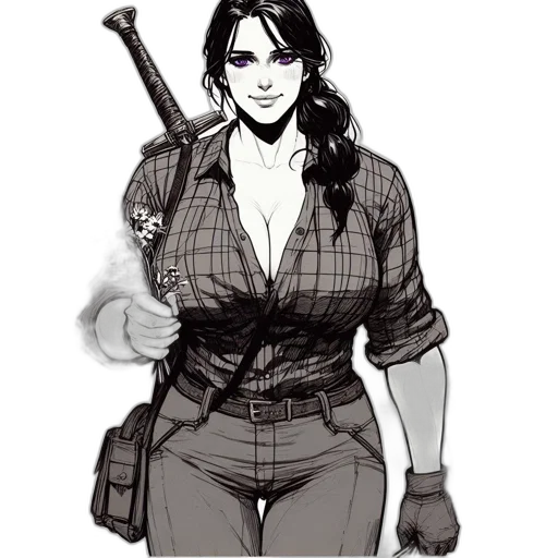 weapon, jacket, staff, comic book art transparent PNG cut-out
