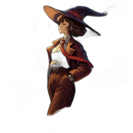 hat, staff, dress, concept art transparent PNG cut-out