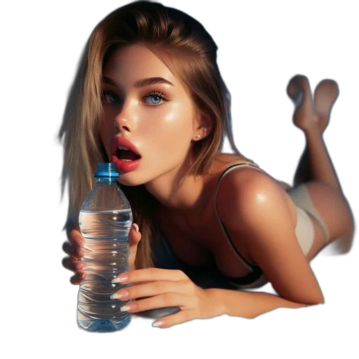 bottle, face, dress, hair transparent PNG cut-out