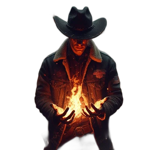 jacket, hat, staff, weapon transparent PNG cut-out