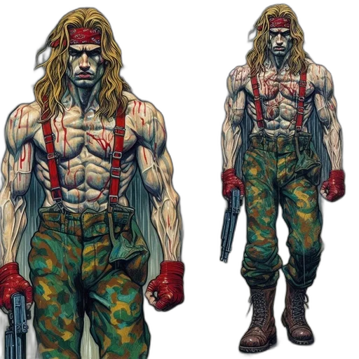 comic book art, concept art, muscular, man transparent PNG cut-out