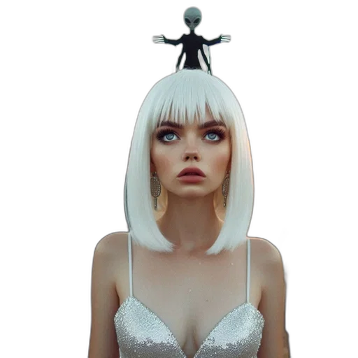 robot, hat, dress, hair transparent PNG cut-out