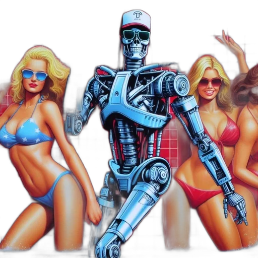 robot, comic book art, concept art, cyberpunk transparent PNG cut-out