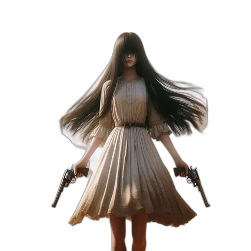 dress, hair, weapon, creature transparent PNG cut-out