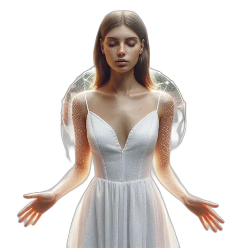 dress, jewelry, face, creature transparent PNG cut-out