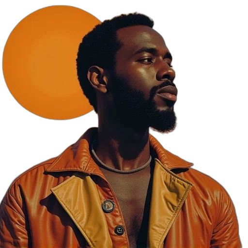 jacket, face, concept art, golden transparent PNG cut-out